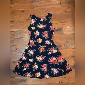 Chris & Carol Floral Mini Dress - Navy and Multicolor Juniors Small